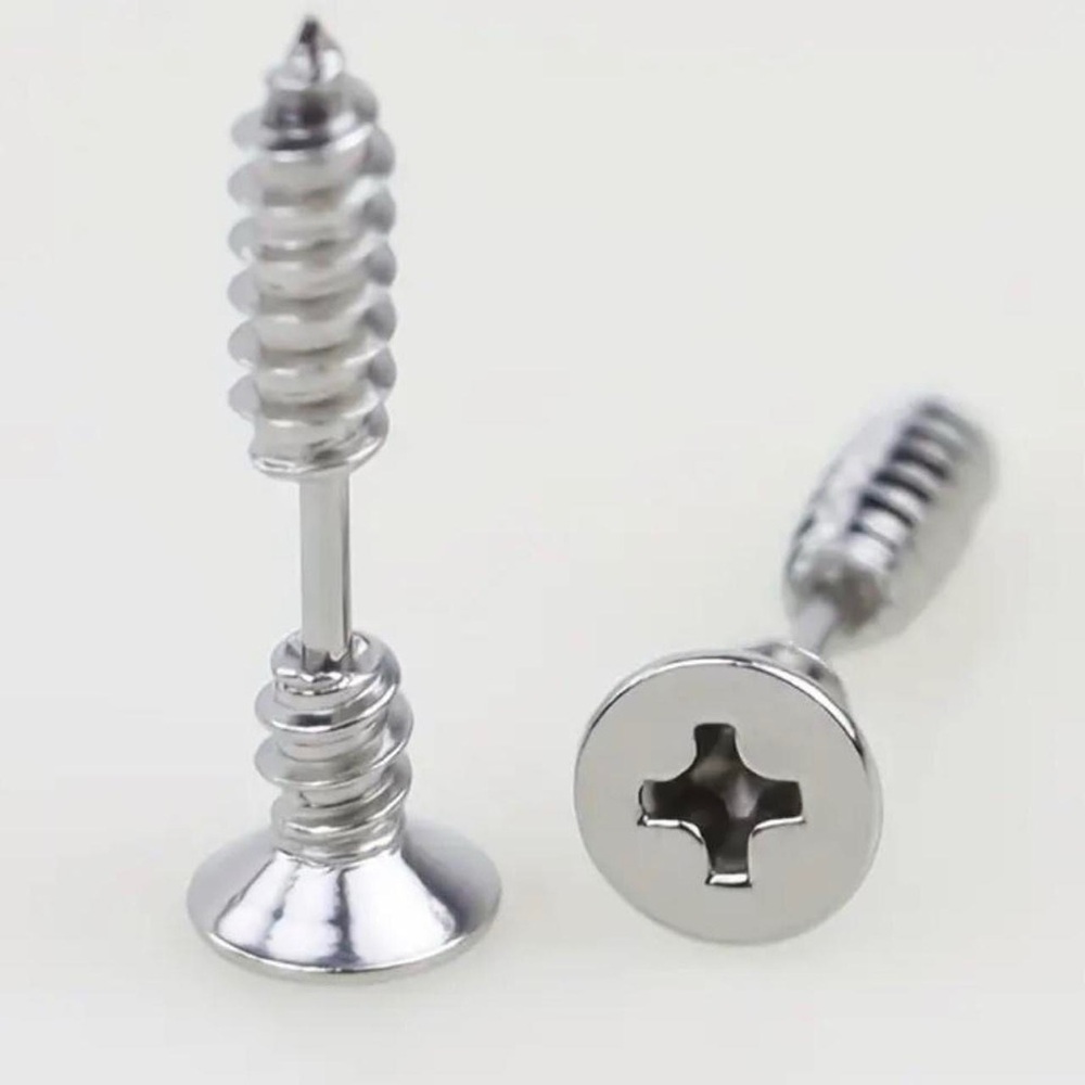 1 Pair Vintage Punk Screw Small Stud Earrings gothic emo grunge Men and Women